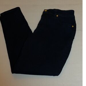 IMANI Navy Blue Gold Button Skinny Jeans Stretch Denim‎ Pants Women's Size